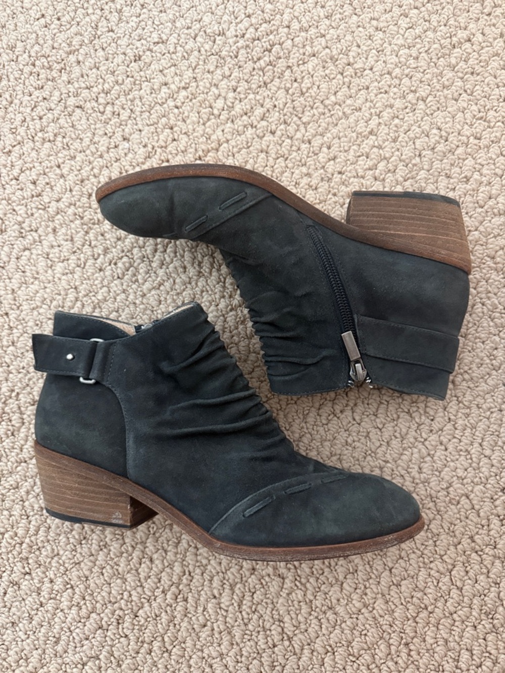Boutique 9 Dark Grey Suede Ankle Boots with Block Heel